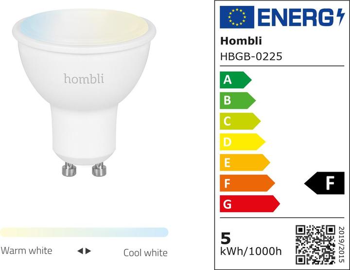 Energie-Label Hombli Smart Spot (GU10, 4.50 W, 350 lm, 2 x, F)