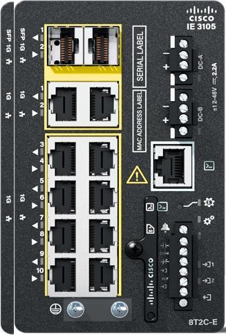 Actual product image Cisco Catalyst IE3105 Managed L2 Gigabit Ethernet (10/100/1000) Black (10 Ports)