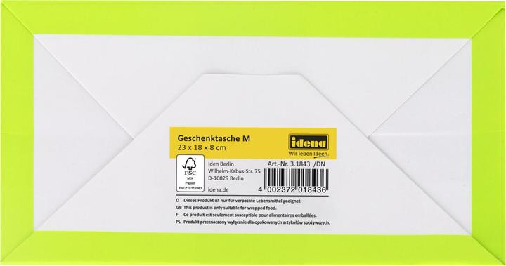 Energy Label Idena Gift. FSC mix 4 assorted colours, M 23x18x8cm (Gift bag, 1 x)