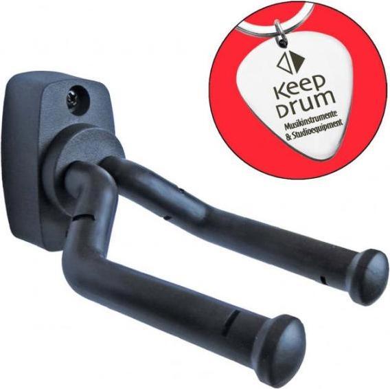 Actual product image keepdrum universal wall holder for guitar and bass with plectrum key ring (Bass, Guitar)