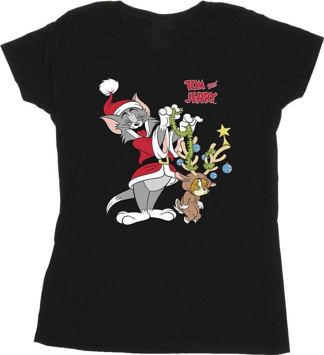 Actual product image Tom & Jerry Womens/Ladies Christmas Reindeer Cotton T-Shirt (L)