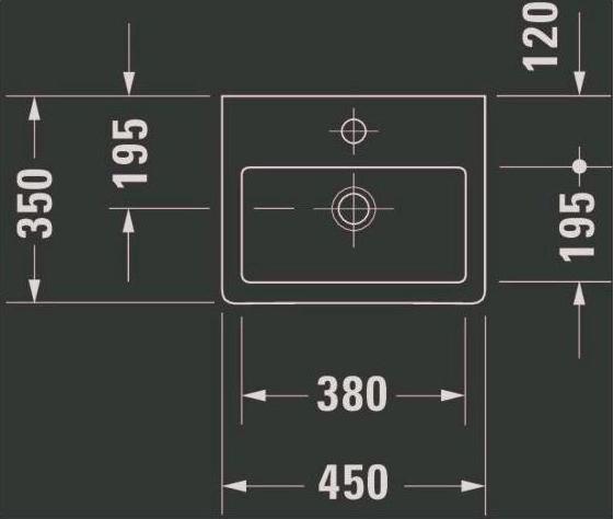 Produktbild Duravit Handwaschbecken VERO MED o ÜL m HLB 450x350mm 1 Hahnloch weiss WG (350 mm, 450 mm)