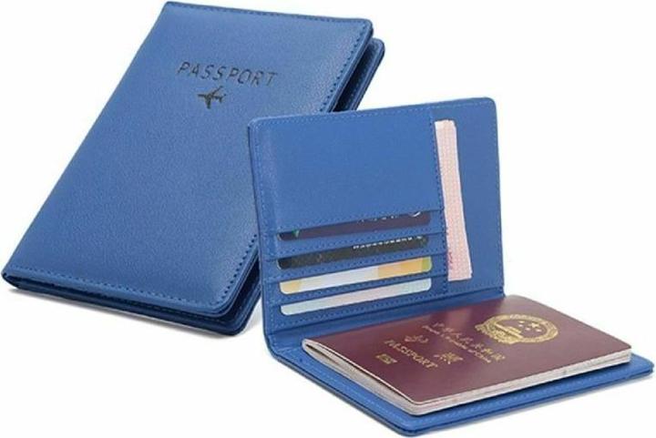 Image du produit JTI Pochette pour passeport en cuir PU, bleu (Pochette pour passeport)