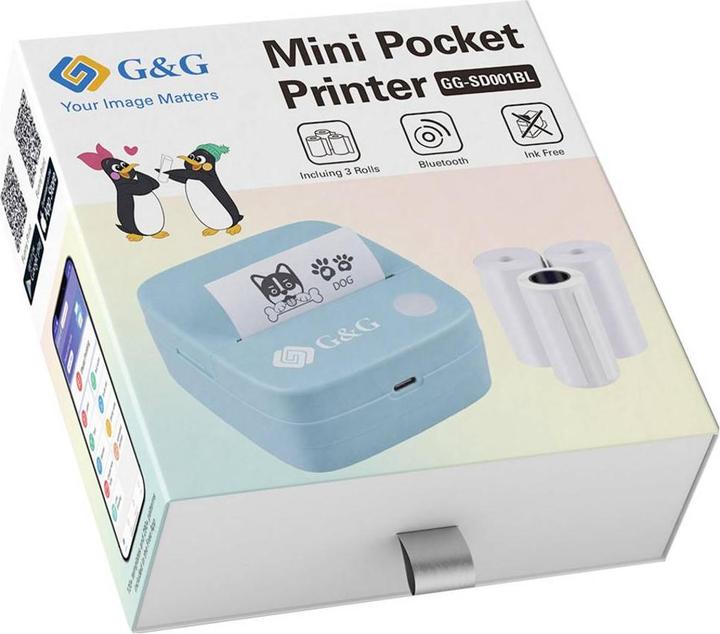 Produktbild G&G GA-SD001BL Thermodirekt-Drucker 30 mm, 25 mm, 15 mm (Thermodirekt, Schwarz-Weiss)