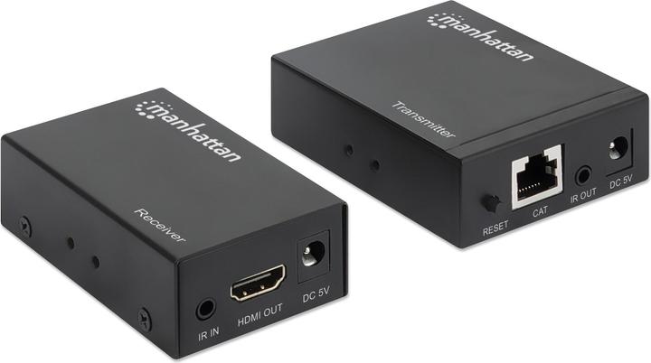 Manhattan HDMI over Ethernet Extender Kit Signalverstaerker 1080p bis zu 50 m ueber ein Cat6-Netzwerkkabel...