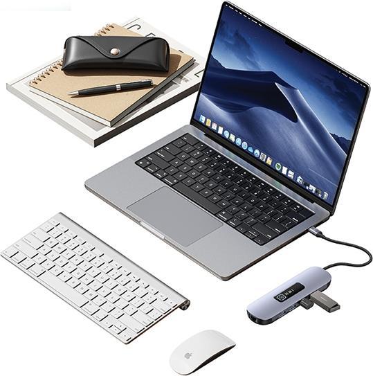 Produktbild Usams US-SJ644 PD100W 10in1 Multifunctional Type-C HUB with Light(Type-C To HDMI+USB3.0*2+USB2.0*2+VGA+TF (USB-C, 10 Ports)