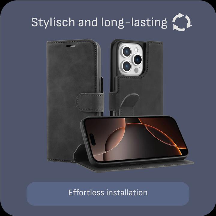 Produktbild Cazy Premium-Geldbörsen-Etui, Magnetisches Geldbörsen-Etui, Kartenfächer, Ständer (Apple iPhone 16 Pro Max)