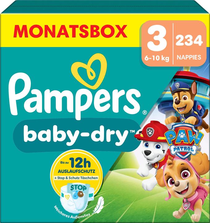 Image du produit Pampers Baby-Dry Paw Patrol édition limitée (Taille 3, Pack mensuel, 234 pièce(s))