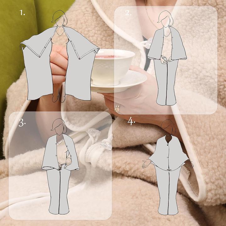 Actual product image PinkZebra Tragbare Ganzkörperdecke mit Ärmeln aus Schurwolle
