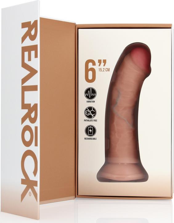 Actual product image RealRock Vibrating Regular Curved Cock - 6 / 15,5 cm - Flesh