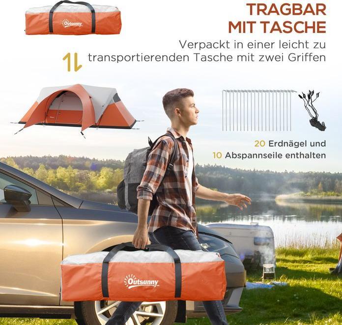 Produktbild Swisshandel24 Tunnelzelt, Campingzelt, Wasserabweisend Familienzelt für 6 Personen, Festivalzelt mit Fenster, Trag (Tunnelzelt, 6 Personen)