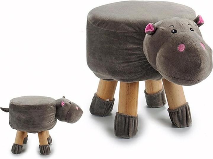 Produktbild Natura Punto Hocker in Tierform Nilpferd, mit Stoff überzogen, grau 40 x 30 x 27cm