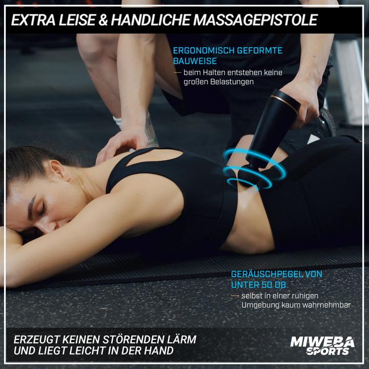 Actual product image Miweba Massage Gun MM100 SPORTS Fascia Muscle Massage Gun 6 Attachments Heads (Black/Gold)