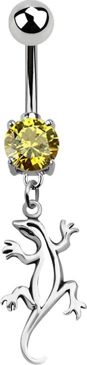Produktbild Star Piercing Banane silber mit Anhänger Echse gelb (925 Sterlingsilber, Chirurgenstahl 316L, ohne Messing)