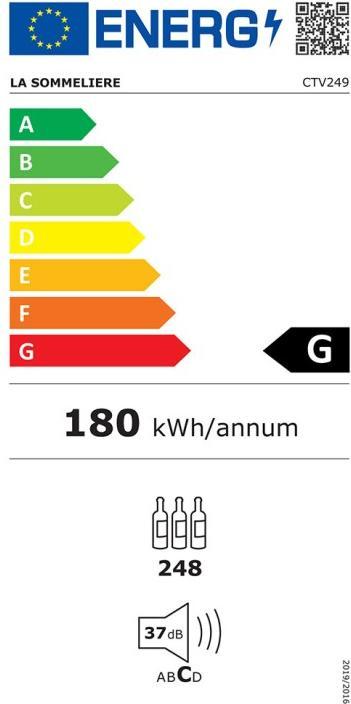 Energy Label La Sommelière CTV249 Wine cellar 248 bottles