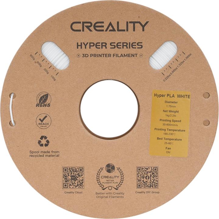 Immagine prodotto Creality Filamento PLA Hyper (PLA, 1.75 mm, 1000 g, Bianco)