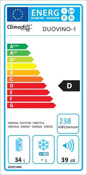 Label énergétique Climadiff Armoire à vin Duovino