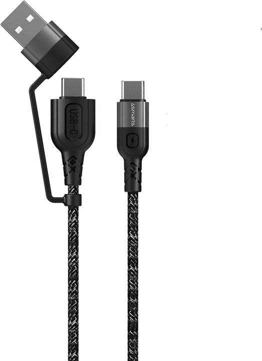 Produktbild 4smarts USB-Ladekabel USB-C -USB-A/C 1.5 m, monochrom, Textil (1.50 m, USB 2.0, 60 W)