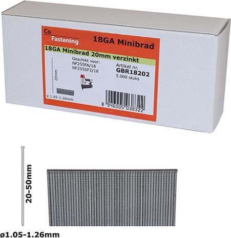 Productafbeelding Co-Fastening GBR18252 Minibrads spijker 18ga gegalvaniseerd - 25 mm