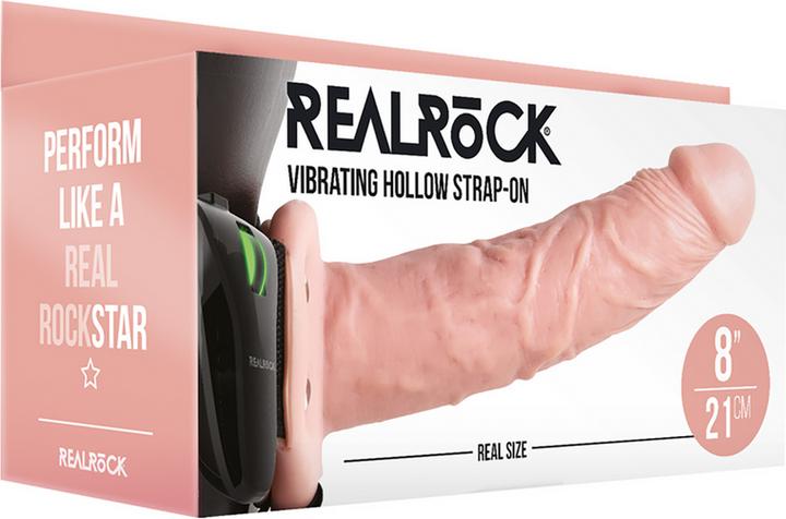 Actual product image RealRock Vibrating Hollow Strap-on No Balls - 8" / 20.5 cm