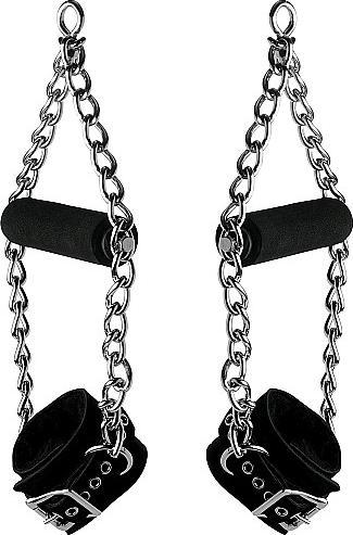 Actual product image XR Brands Fur Lined Nubuck Leather Suspension Cuffs with Grip