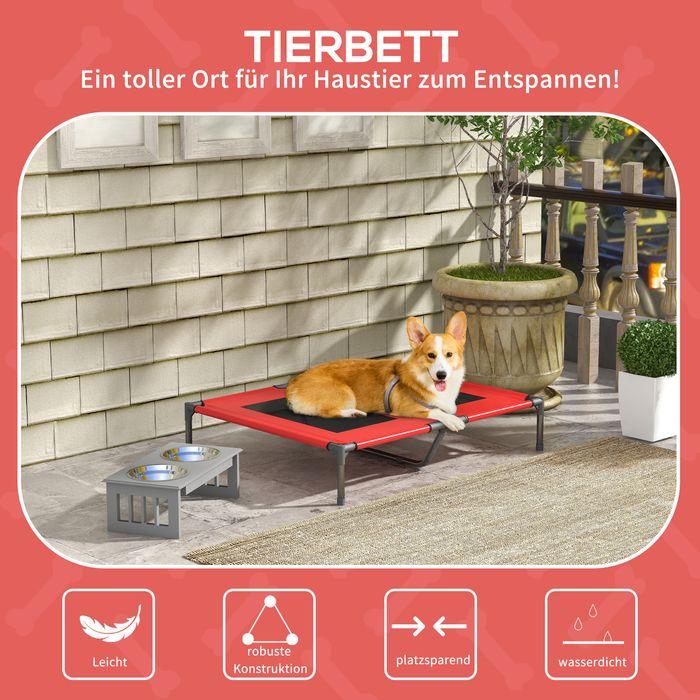 Produktbild Swisshandel24 Hundebett, Hundeliege, robust, erhöht & wetterfest, bis 50 kg, 92x76x18cm, Rot (Hund)