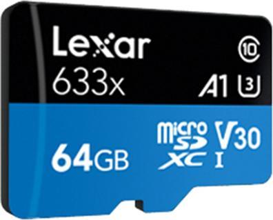 Actual product image Lexar High-Performance 633x microSDHC/microSDXC UHS-I U3 (64 GB, microSDXC, U3, UHS-I)