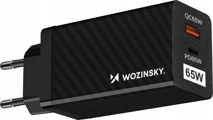 Image du produit Wozinsky Chargeur GaN 65W avec ports USB, USB C supporte QC 3.0 PD noir (WWCG01) (65 W)