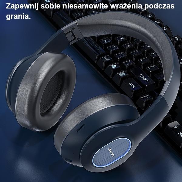 Produktbild Awei A100BL am Ohr wird in Bluetooth -Kopfhörern schwarz platziert (12 h, Kabellos)