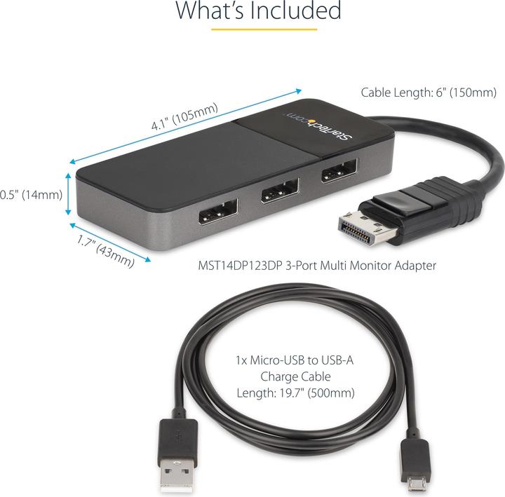 Immagine prodotto StarTech DisplayPort 3 Porta Hub (USB-A, 3 Porti)