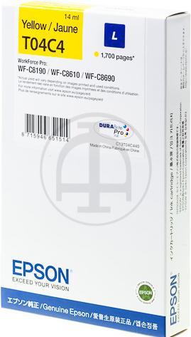 Actual product image Epson Ink Cartridge L Yellow T04c4 (Y)
