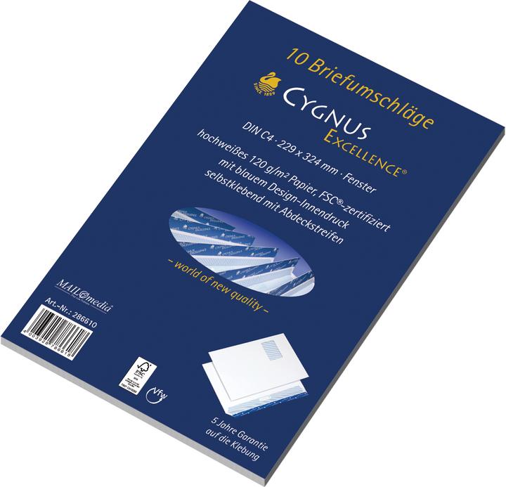 Actual product image Mailmedia Cygnus Excellence® DIN C4 envelopes with window white 10 pcs. (C4, 10 x)