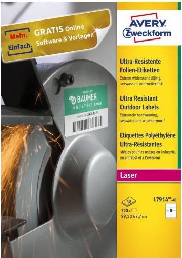Actual product image Avery Ultra-resistant film labels
