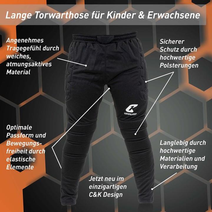 Immagine prodotto Catch & Keep Pantaloni da portiere Flight Protection Taglia M Nero Calcio Portiere Pantaloni da allenamento per (M)