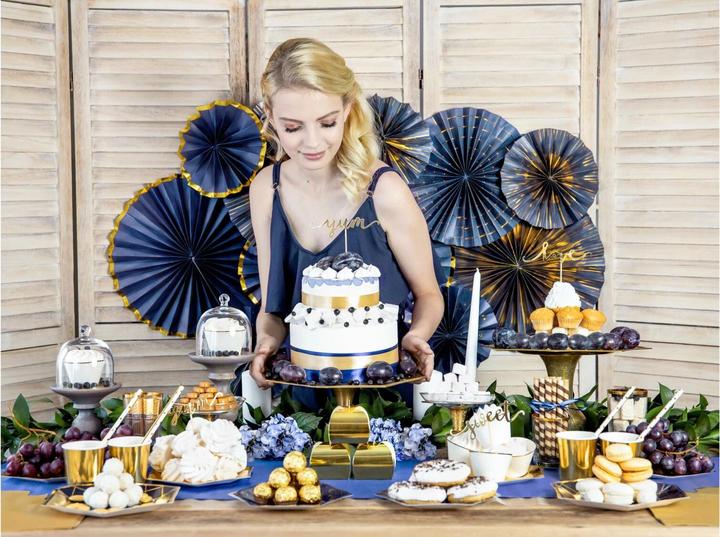 Immagine prodotto Partydeco Set di cake topper amore, dolce, yum 13 cm, 6 pezzi, oro
