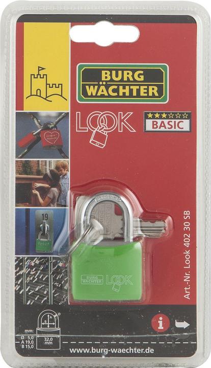 Actual product image Burg Wächter Cylinder padlock Look 402 shackle thickness 5.0mm shackle width 15.0mm, shackle height 19.0mm