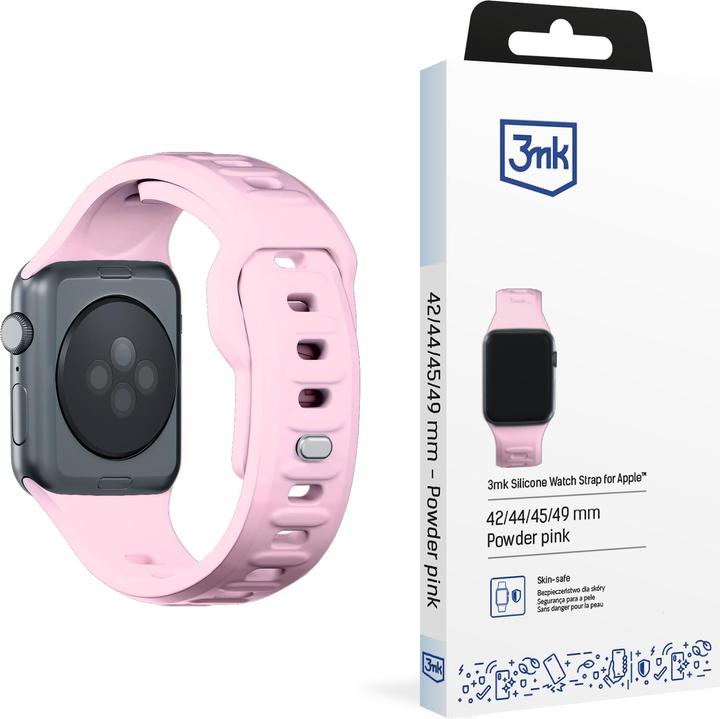 Produktbild 3MK Silicone Watch Strap Powder Pink dla Apple Watch 42/44/45/49 mm