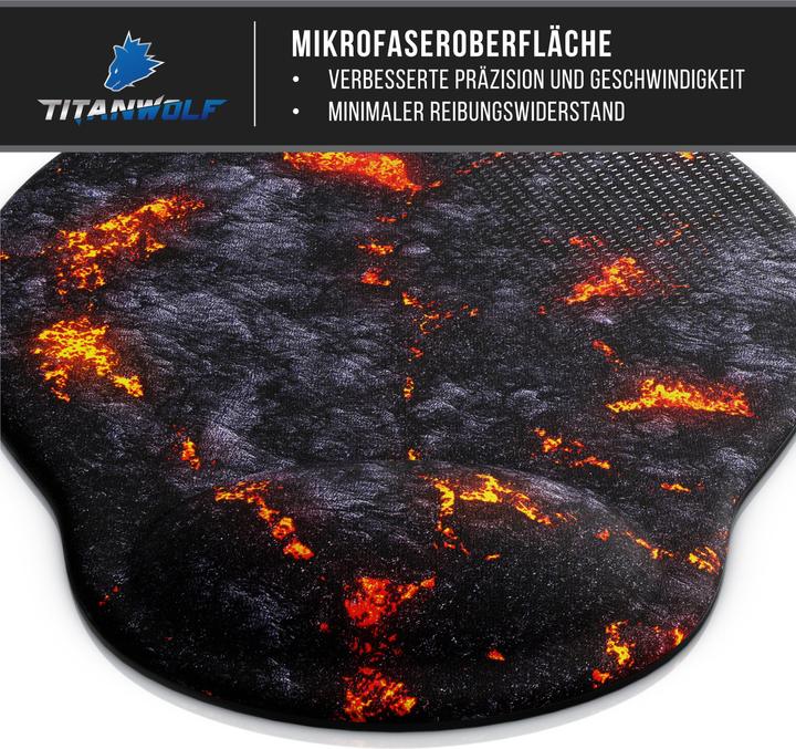 Produktbild Titanwolf Gaming Mauspad mit Handgelenkauflage, Office Gel Mausmatte mit Handgelenkpolster, Lava