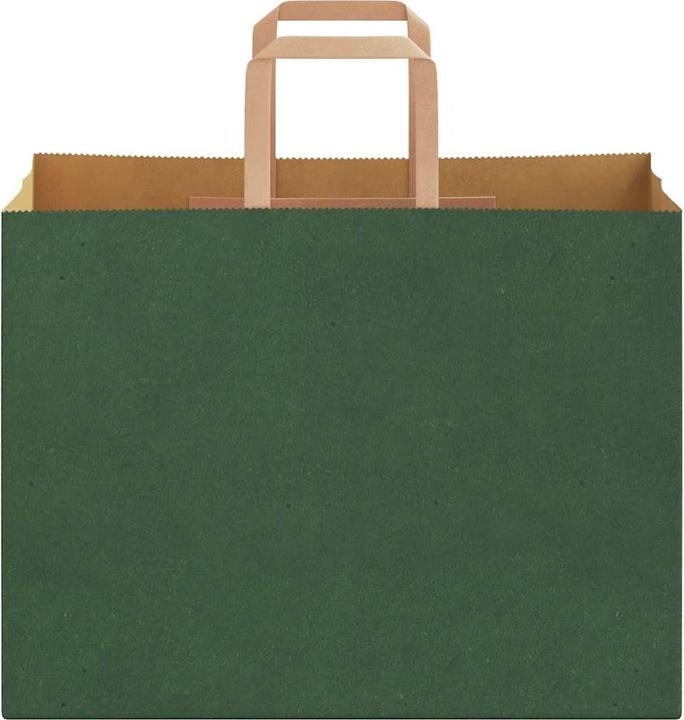 Produktbild VidaXL Kraftpapiertüten 250 Stk. mit Henkel Grün 32x17x25 cm Papiertüte (Geschenktüte, 250 x)