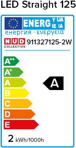 Energy Label NUD Collection LED Straight 125 (E27, 2 W, 115 lm, 1 x, A)