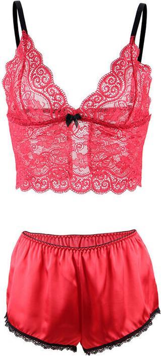 Immagine prodotto Subblime 953904 CAMICIA DA NOTTE IN SETA E PIZZO + MUTANDINE ROSSE L/XL (XL)