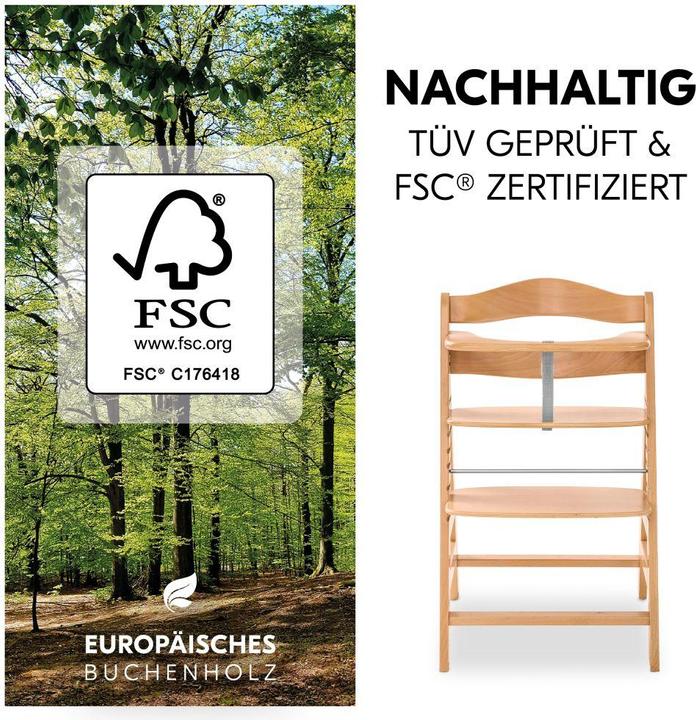 Actual product image Hauck Highchairs Highchair Alpha Plus Nature in economy set - incl. (Highchair)