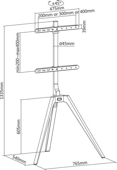 Produktbild InLine Woodstand TV-Standfuss (Universal, 65", 40 kg)
