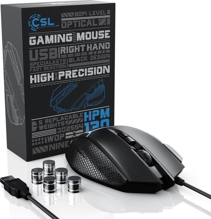 Image du produit CSL Souris de jeu filaire 500 dpi, ergonomique, 3200 dpi, fréquence d'échantillonnage sélectionnable (Filaire)