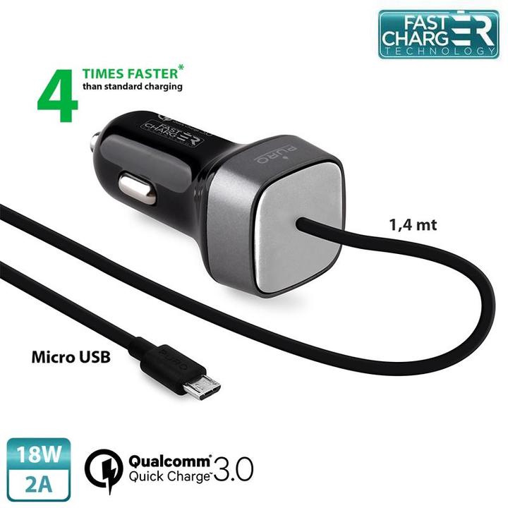 Actual product image Puro Car Quick Charger Micro-USB - 2A-18W