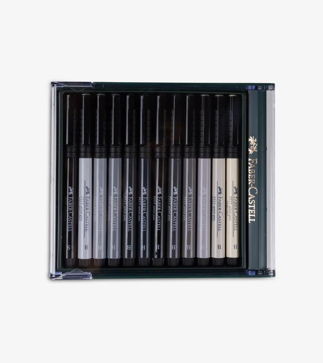 Immagine prodotto Faber-Castell Set di inchiostri da disegno pigmentati (Grigio, 12 x)