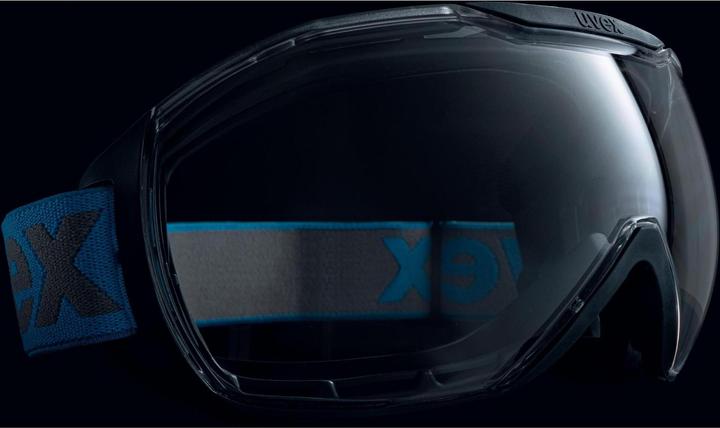 Actual product image Uvex Safety megasonic goggles, clear visor, grey/blue.