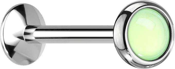 Image du produit Star Piercing Micro UFO Labret femelle argenté avec pierre époxy verte (sans laiton, Acier chirurgical 316L)