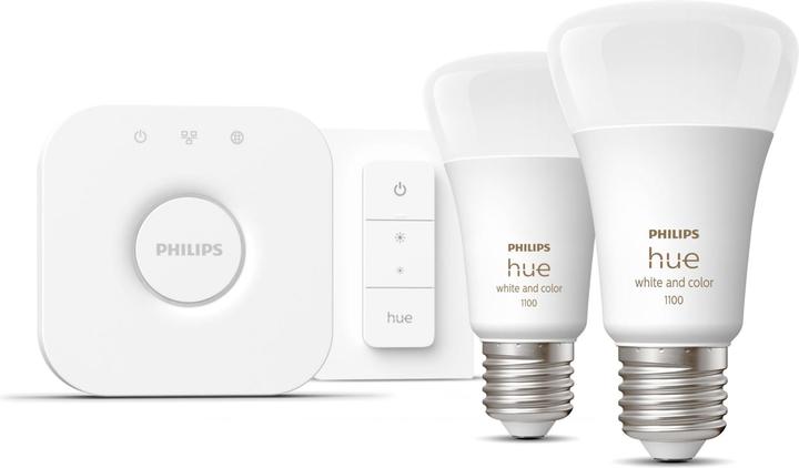 Actual product image Philips Hue White & Color Ambiance BT starter kit (E27, 9 W, 806 lm, 2 x, F)